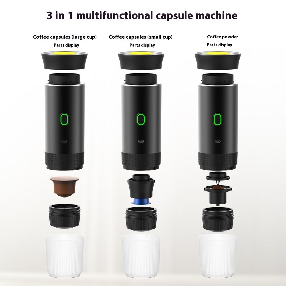 Draagbare 3-in-1 Elektrische Koffiemachine – Espresso & Capsule Maker voor Onderweg