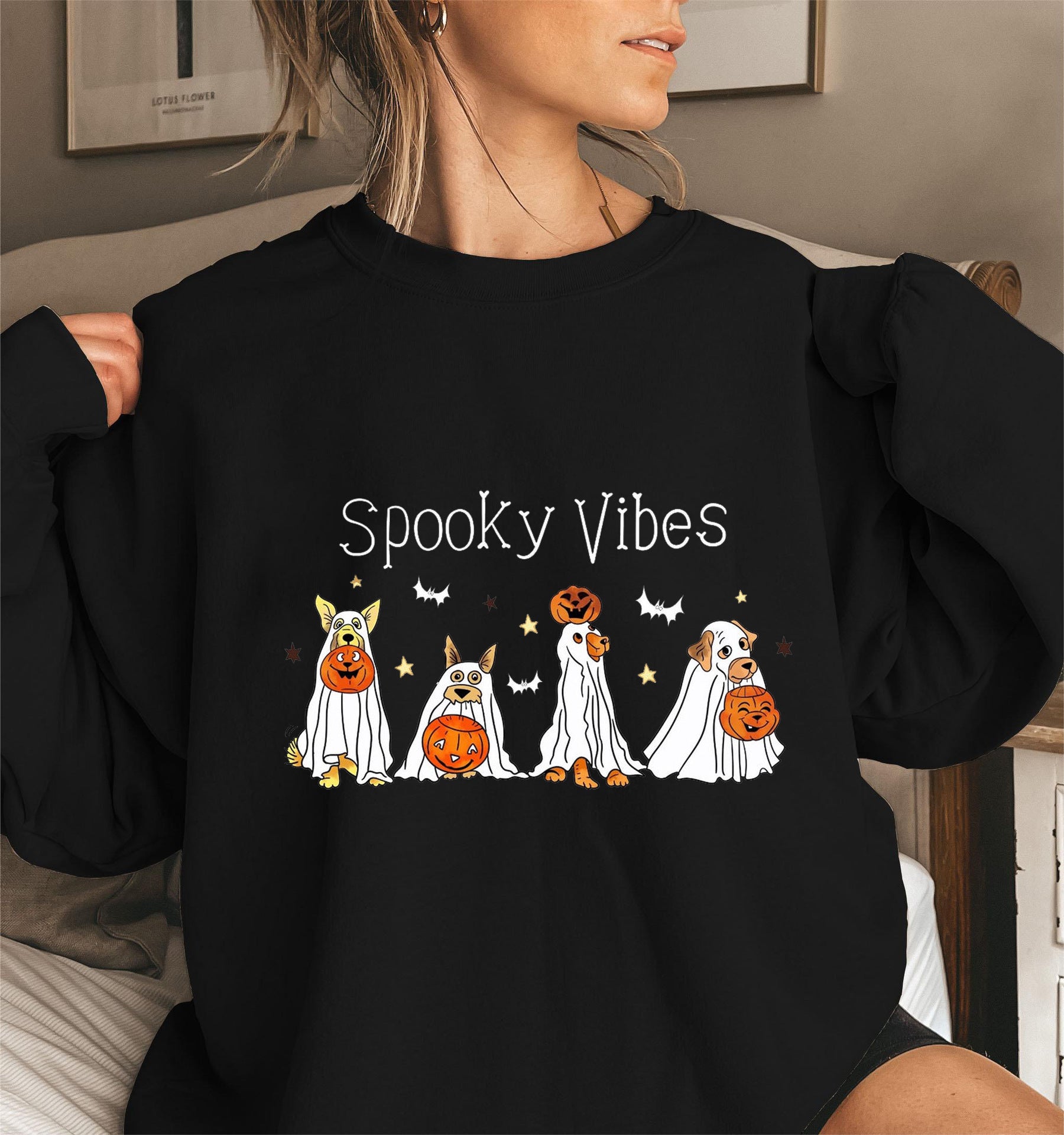 Halloween Sweater met Spookprint – Comfortabele Damestrui met Lange Mouwen 🎃