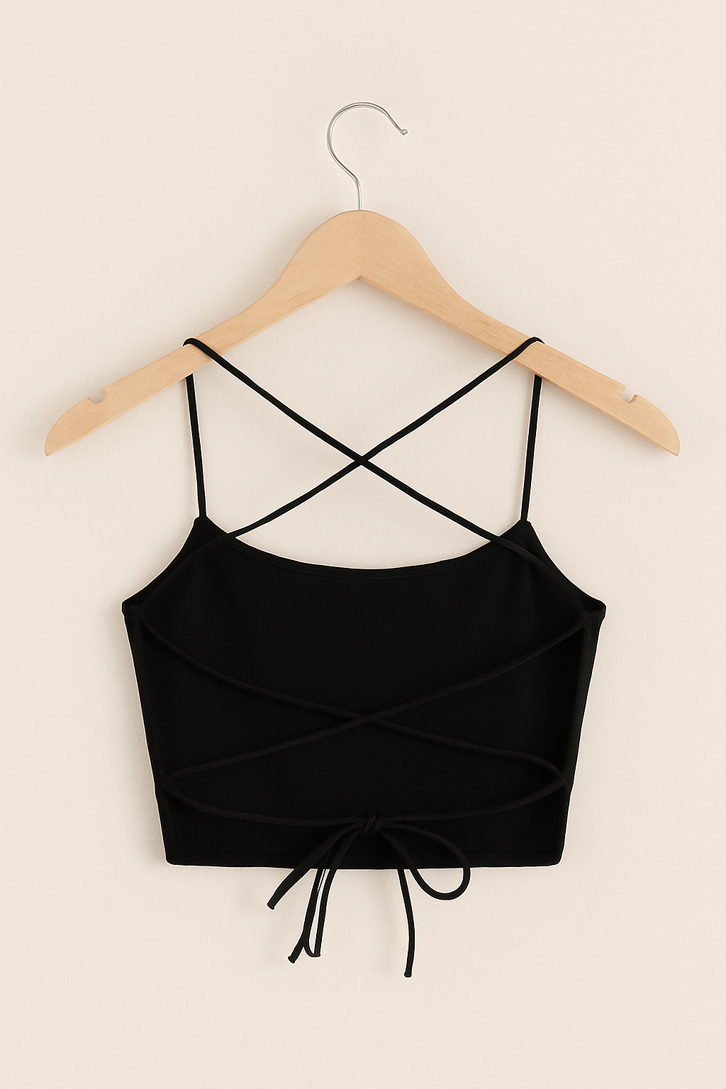 Strappy Back Crop Top - Zwart