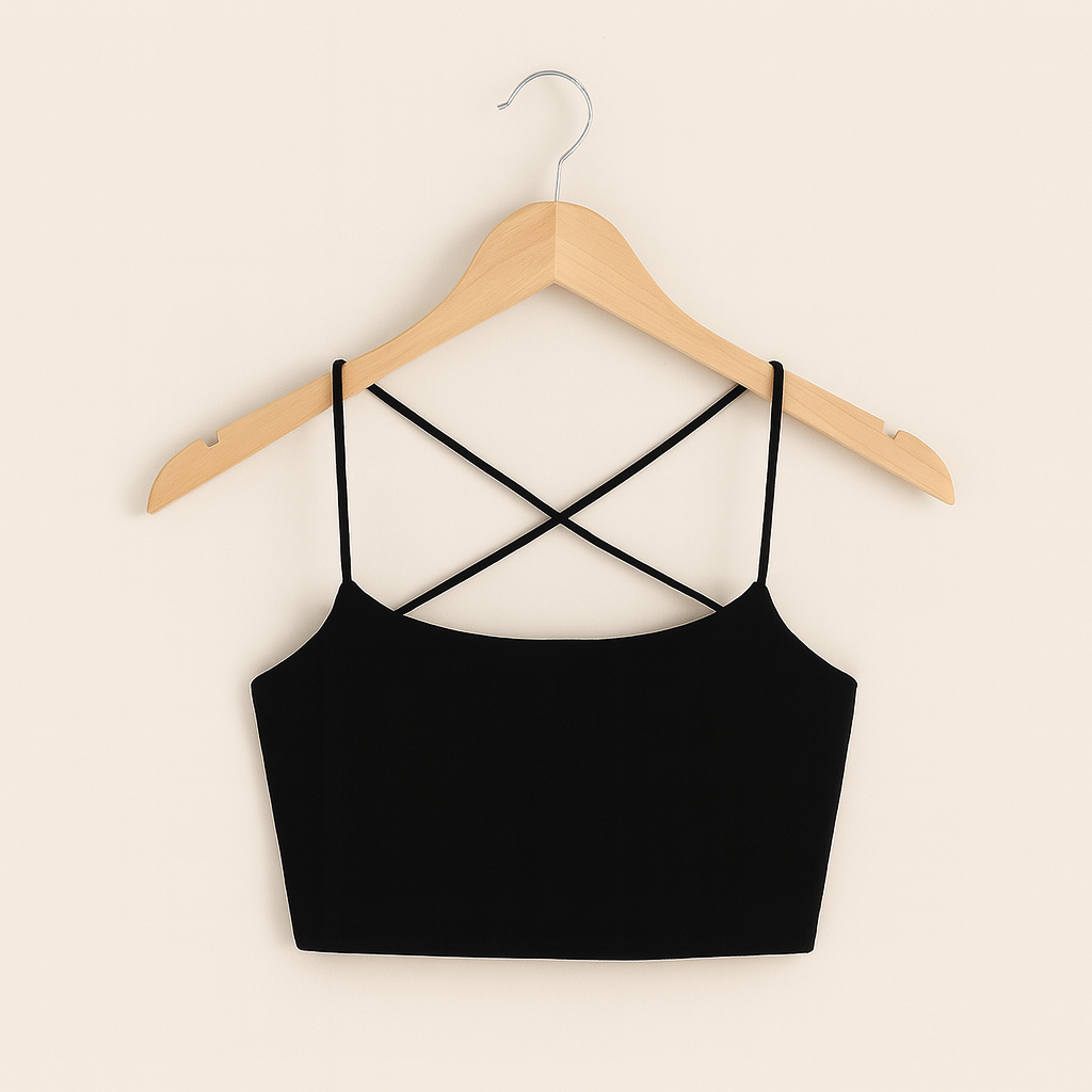 Strappy Back Crop Top - Zwart