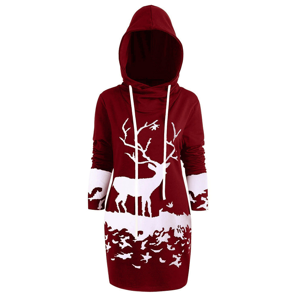 Christmas Hoodie Dress – Warme Winter Jurk met Rendierprint