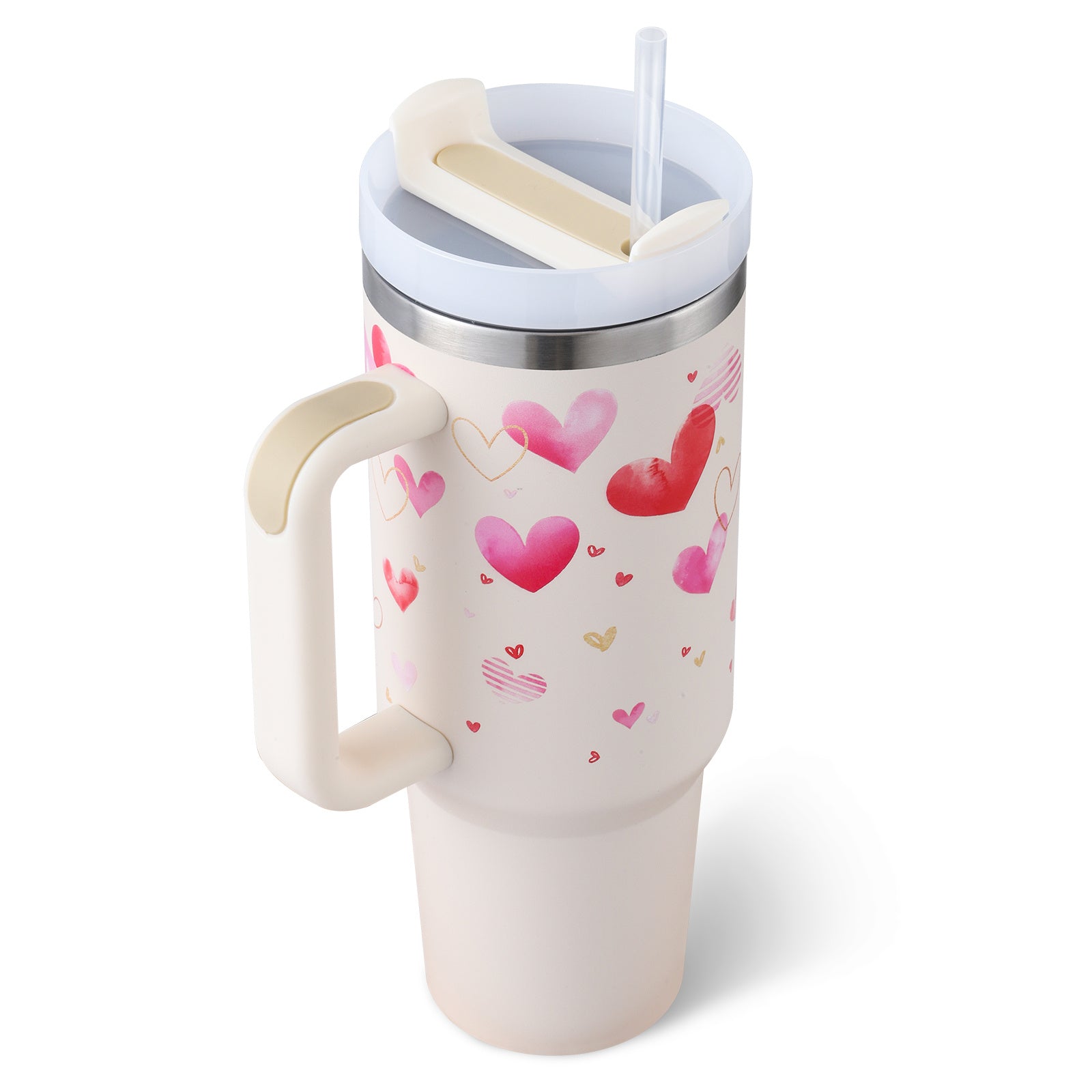 Trendy 40oz Tumbler met Handvat & Rietje – Houd je Drank 24u Koud of 12u Warm!