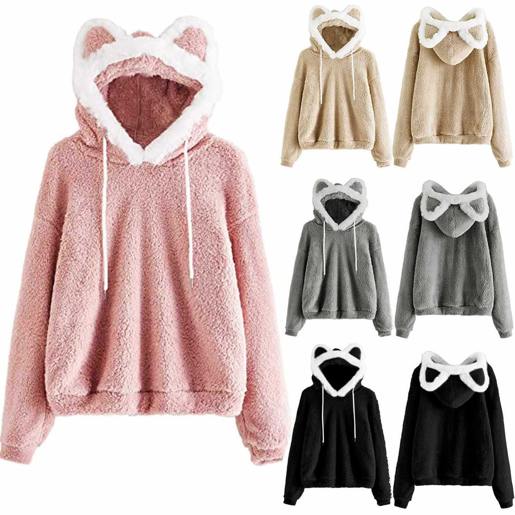 Fluffy Hoodie met Kattenoortjes – Zachte Oversized Trui met Capuchon 😺