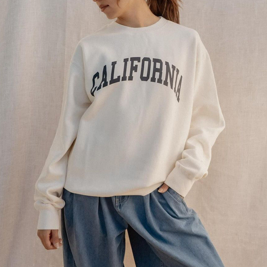 California & Malibu Sweater – Casual Oversized Trui met Vintage Letterprint