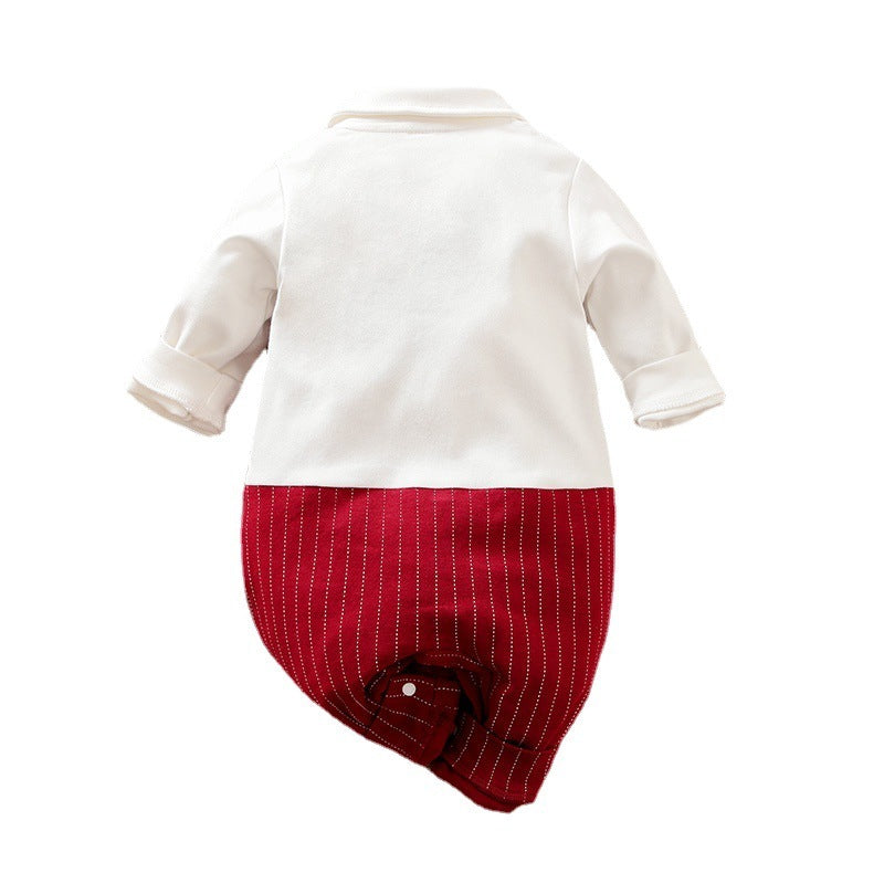 Baby Boys Luxe Feest Rompertje – Wine Red