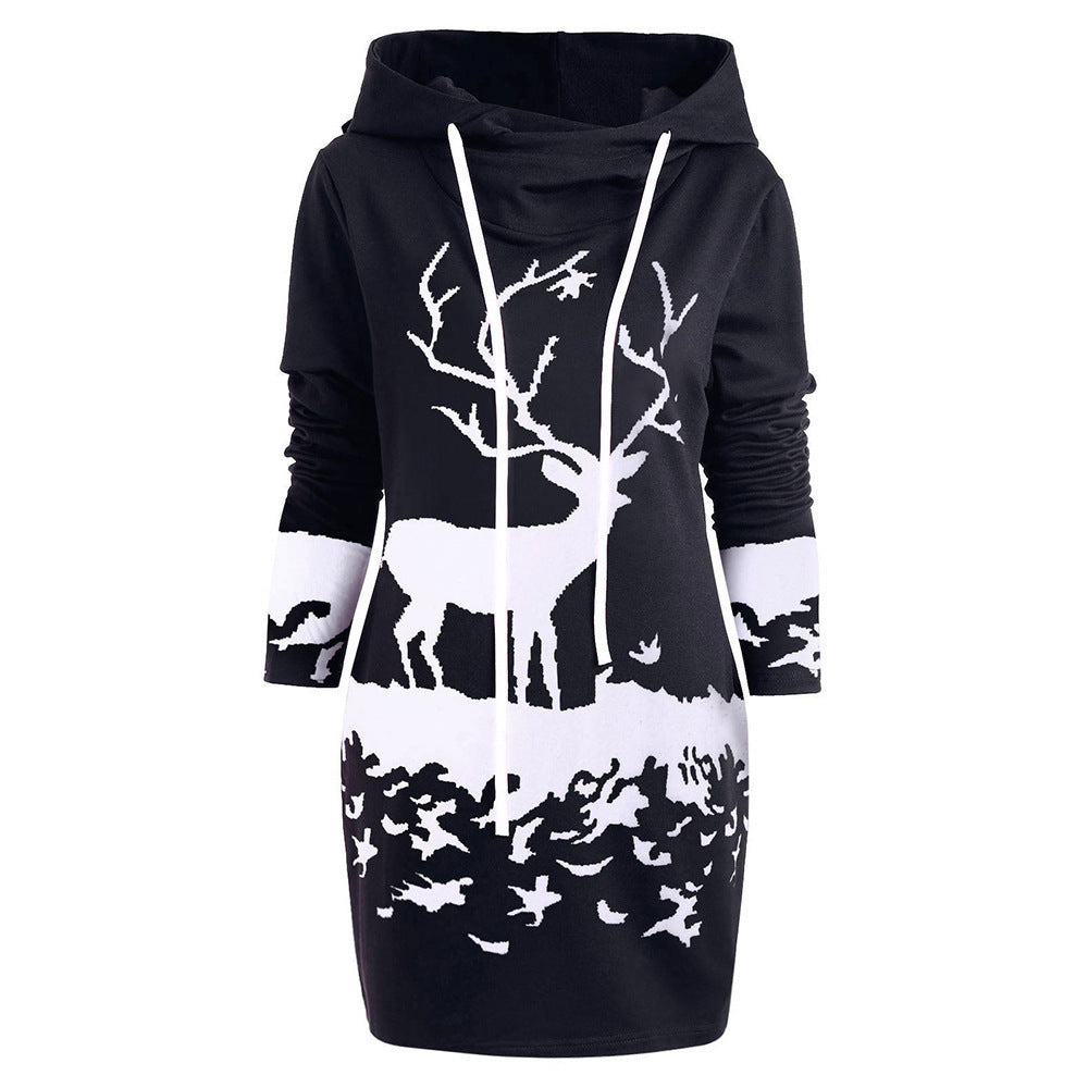 Christmas Hoodie Dress – Warme Winter Jurk met Rendierprint