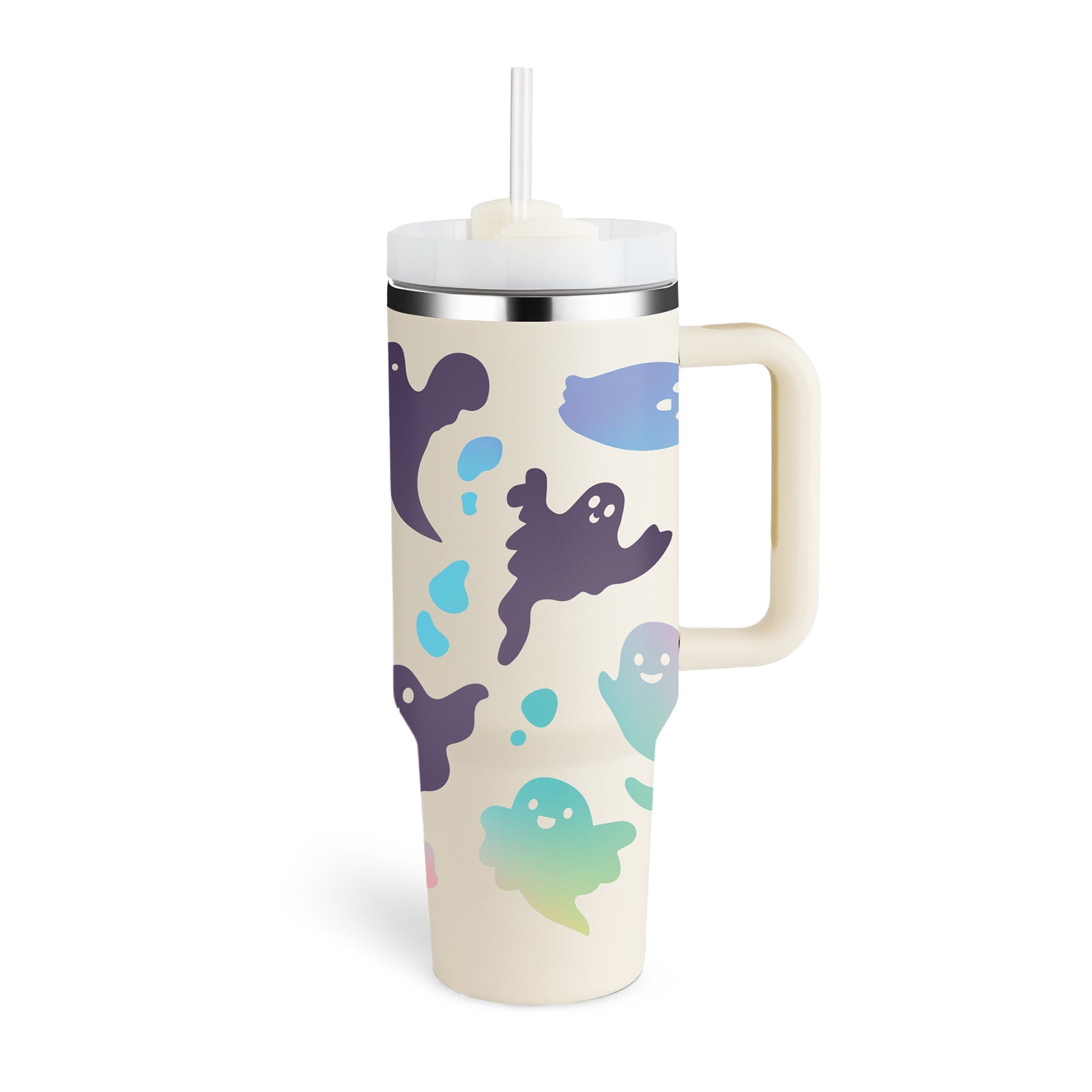 Trendy 40oz Tumbler met Handvat & Rietje – Houd je Drank 24u Koud of 12u Warm!