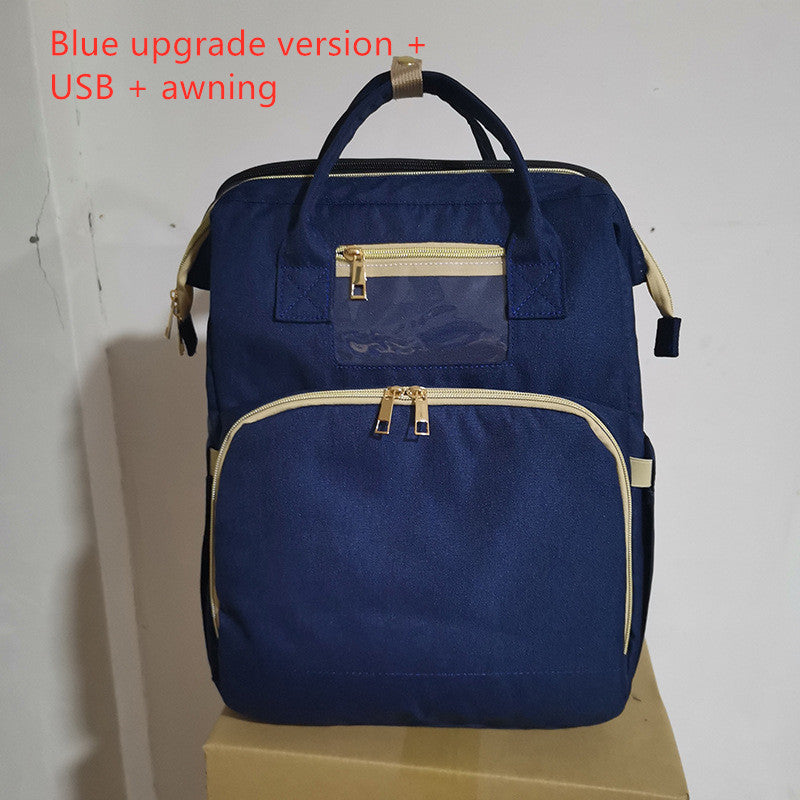 USB Charging Mommy Bed Backpack – Multifunctionele Luiertas met Opvouwbaar Bed