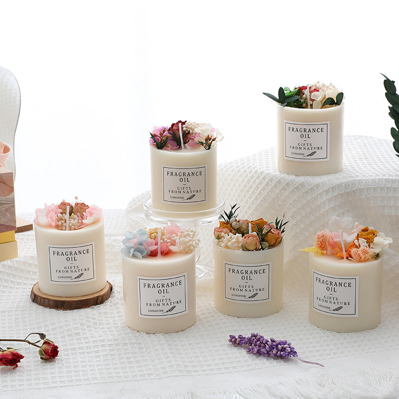 🌸 Romantic Dried Flowers Soy Candle – Luxe Geurkaars met Gedroogde Bloemen