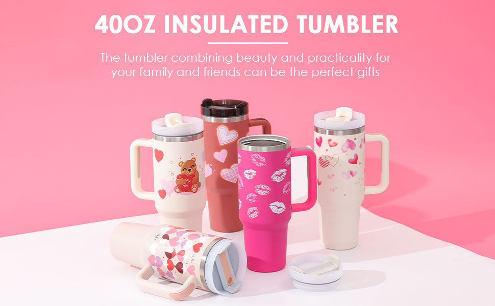 Trendy 40oz Tumbler met Handvat & Rietje – Houd je Drank 24u Koud of 12u Warm!