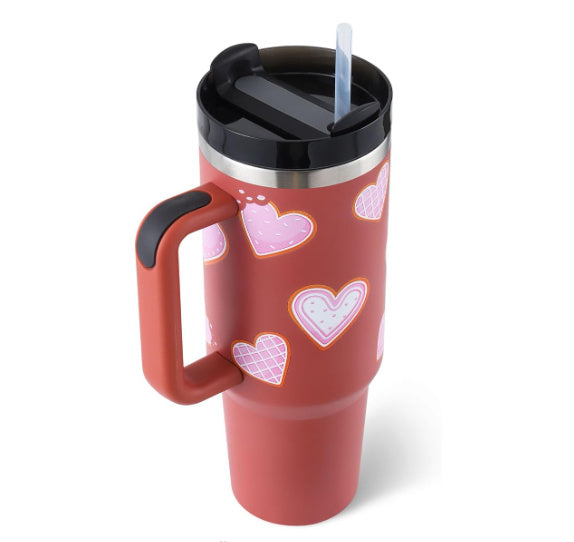 Trendy 40oz Tumbler met Handvat & Rietje – Houd je Drank 24u Koud of 12u Warm!