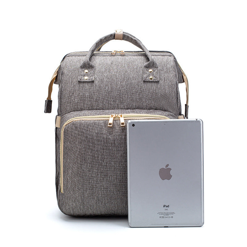 USB Charging Mommy Bed Backpack – Multifunctionele Luiertas met Opvouwbaar Bed