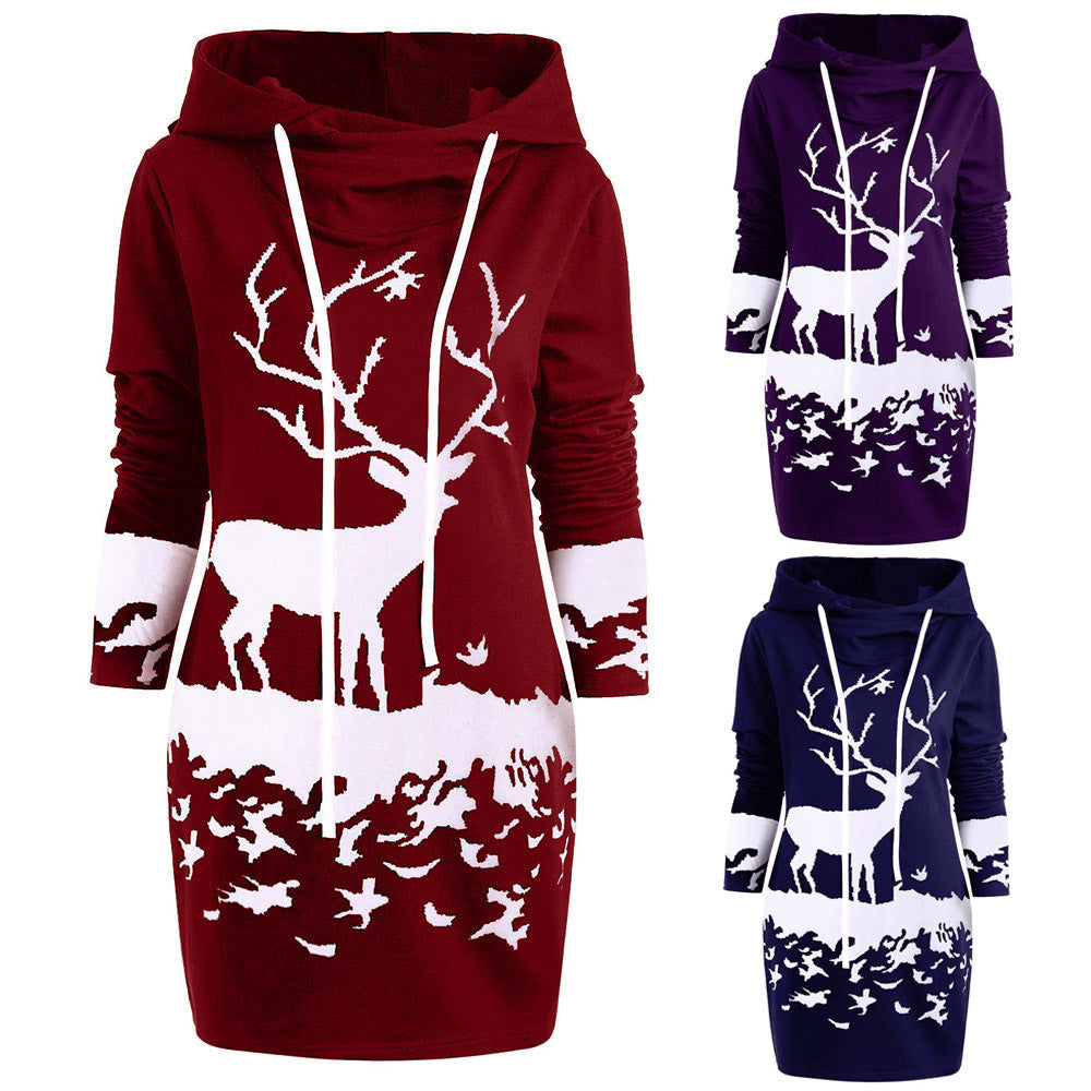 Christmas Hoodie Dress – Warme Winter Jurk met Rendierprint