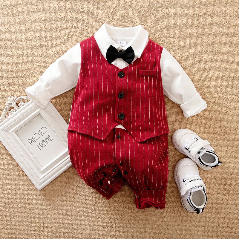 Baby Boys Luxe Feest Rompertje – Wine Red