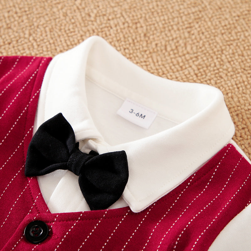 Baby Boys Luxe Feest Rompertje – Wine Red