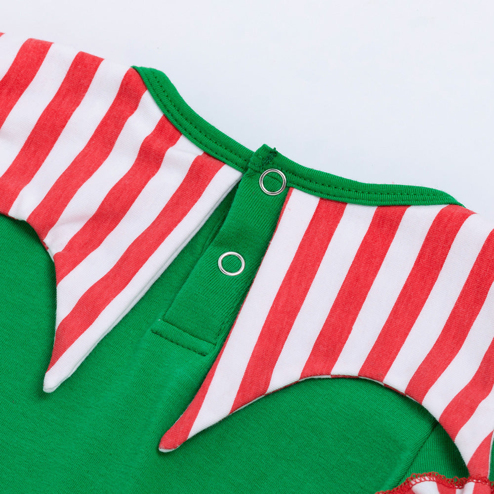 Christmas Elf Baby Romper – Kerst Striped Outfit (Inclusief Hoedje)