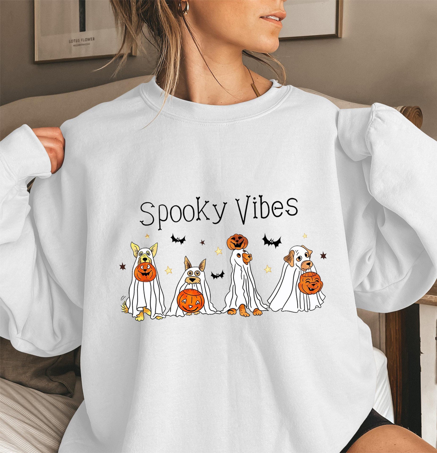 Halloween Sweater met Spookprint – Comfortabele Damestrui met Lange Mouwen 🎃