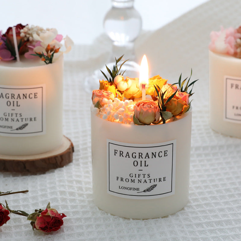 🌸 Romantic Dried Flowers Soy Candle – Luxe Geurkaars met Gedroogde Bloemen