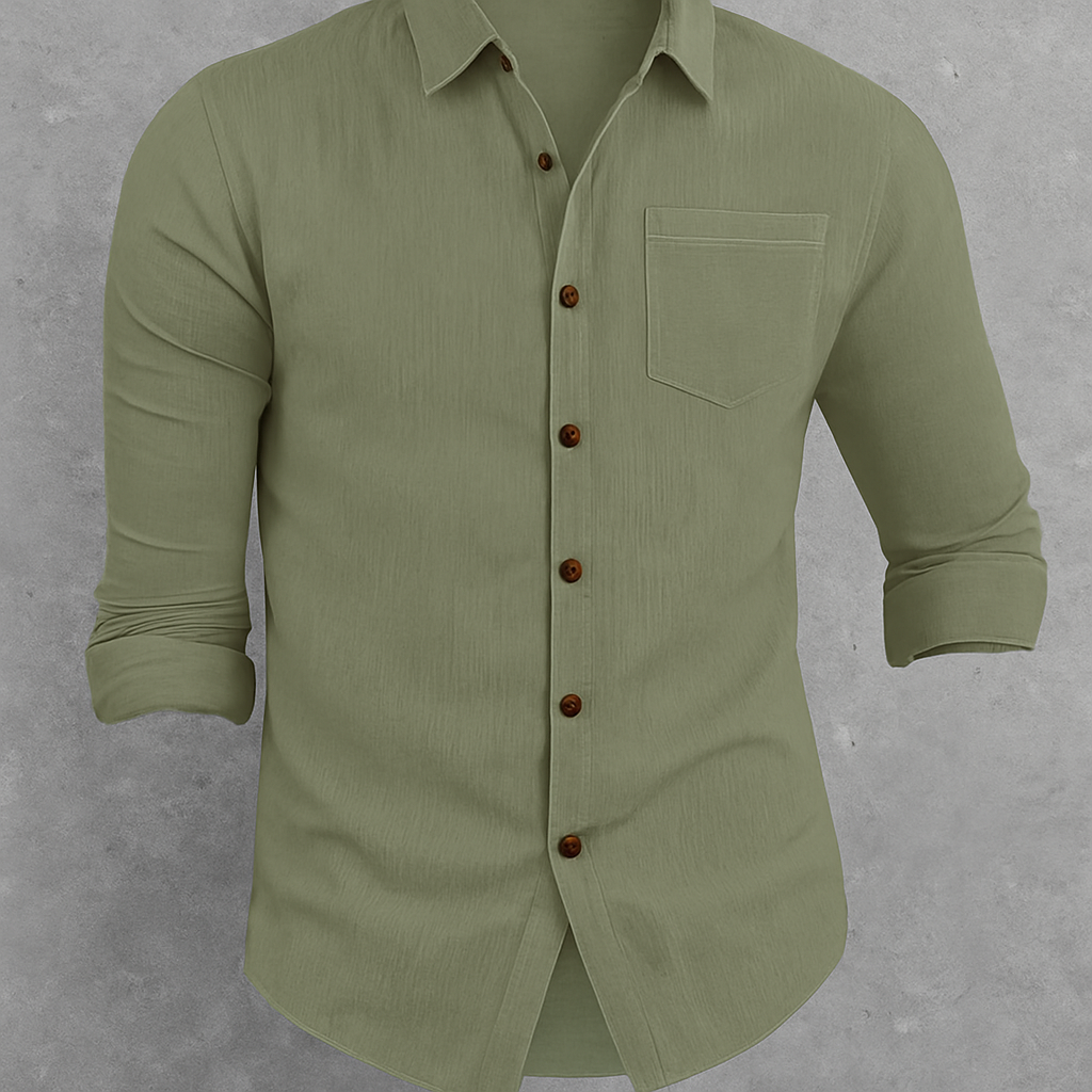 Heren Linnen Overhemd – Lange Mouw, Casual Pasvorm
