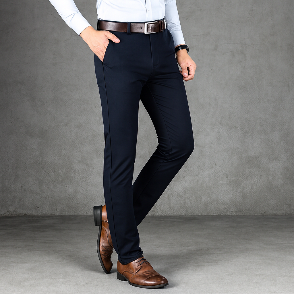 Elegant Straight-Fit Pantalon – Grijs, zwart & Meergroen