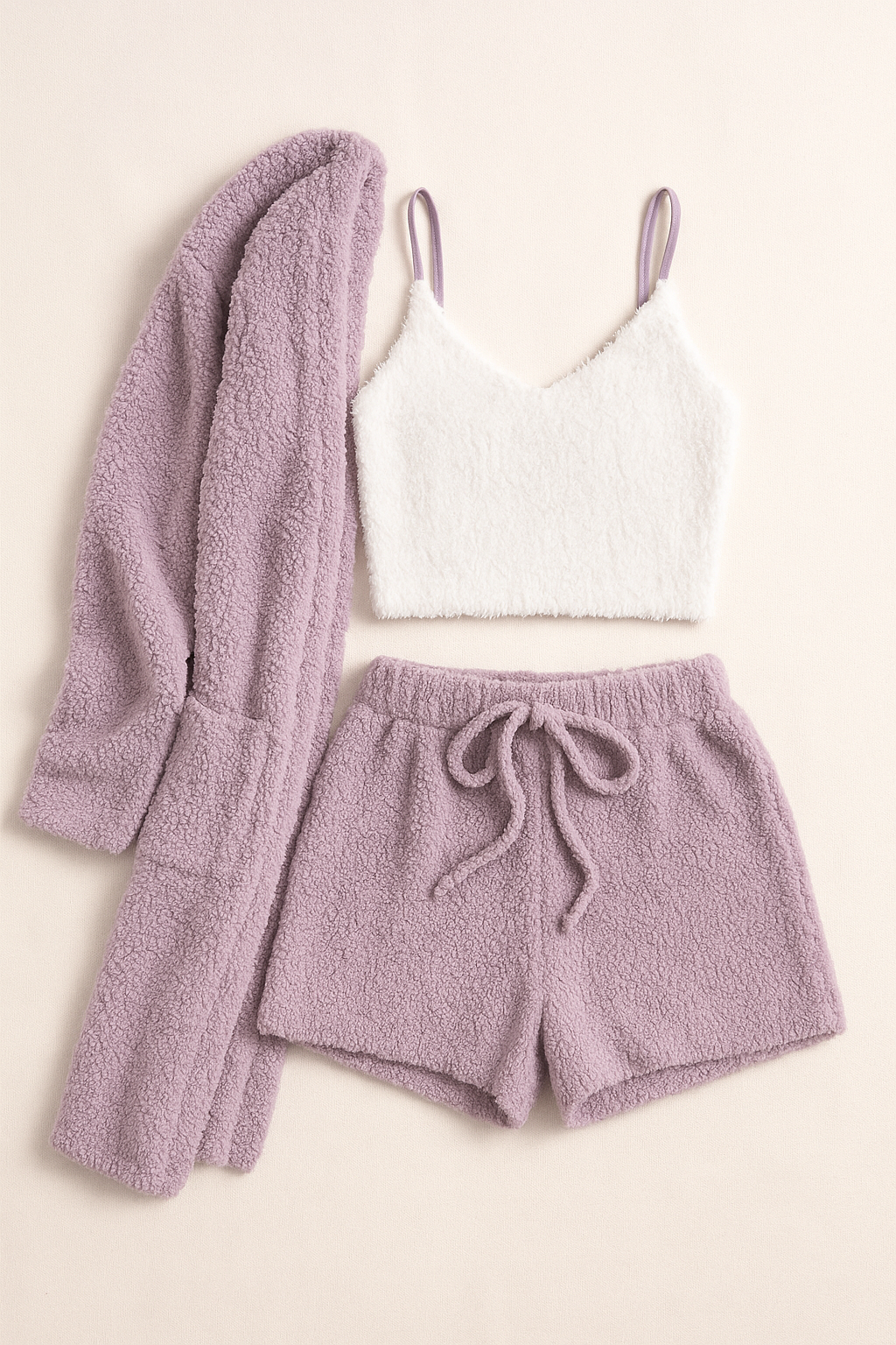 Luxe 3-delige dames pyjama set Crop Top, Shorts & Longsleeve