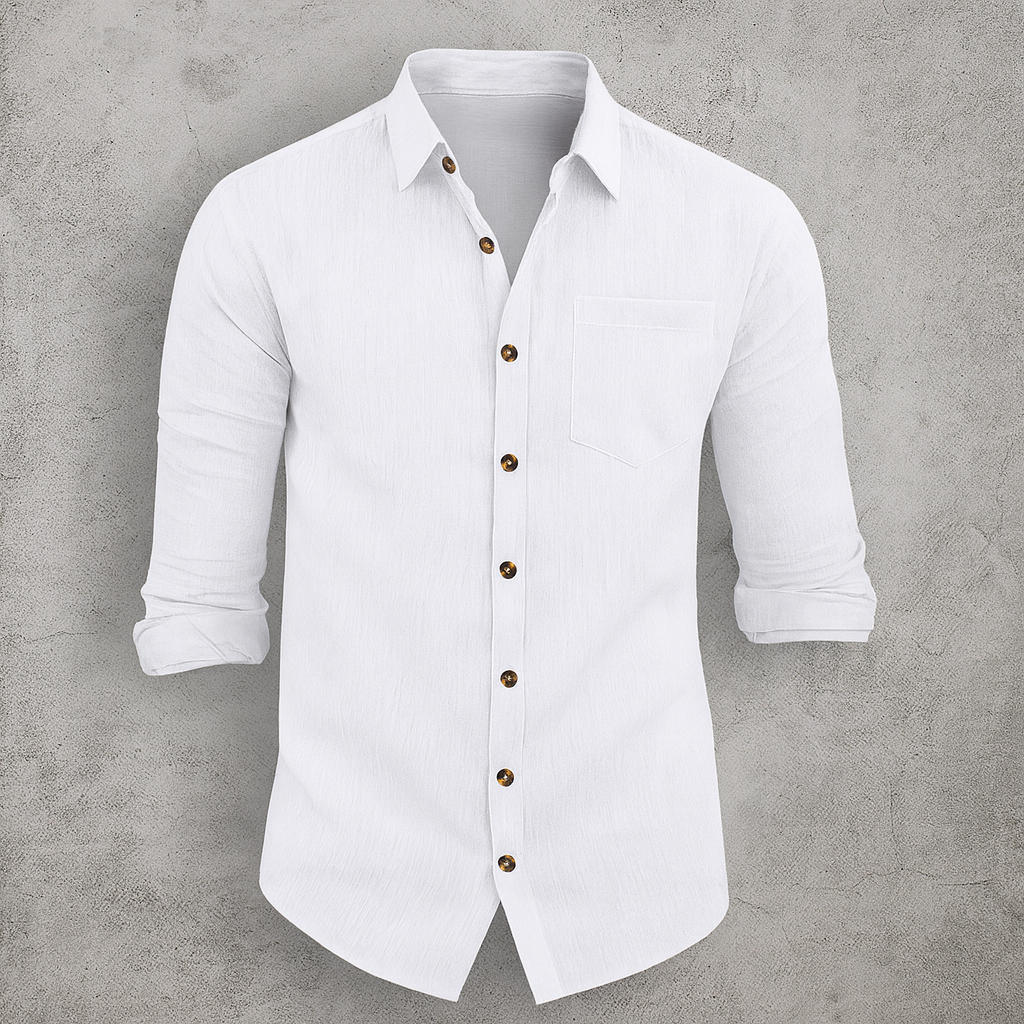 Heren Linnen Overhemd – Lange Mouw, Casual Pasvorm