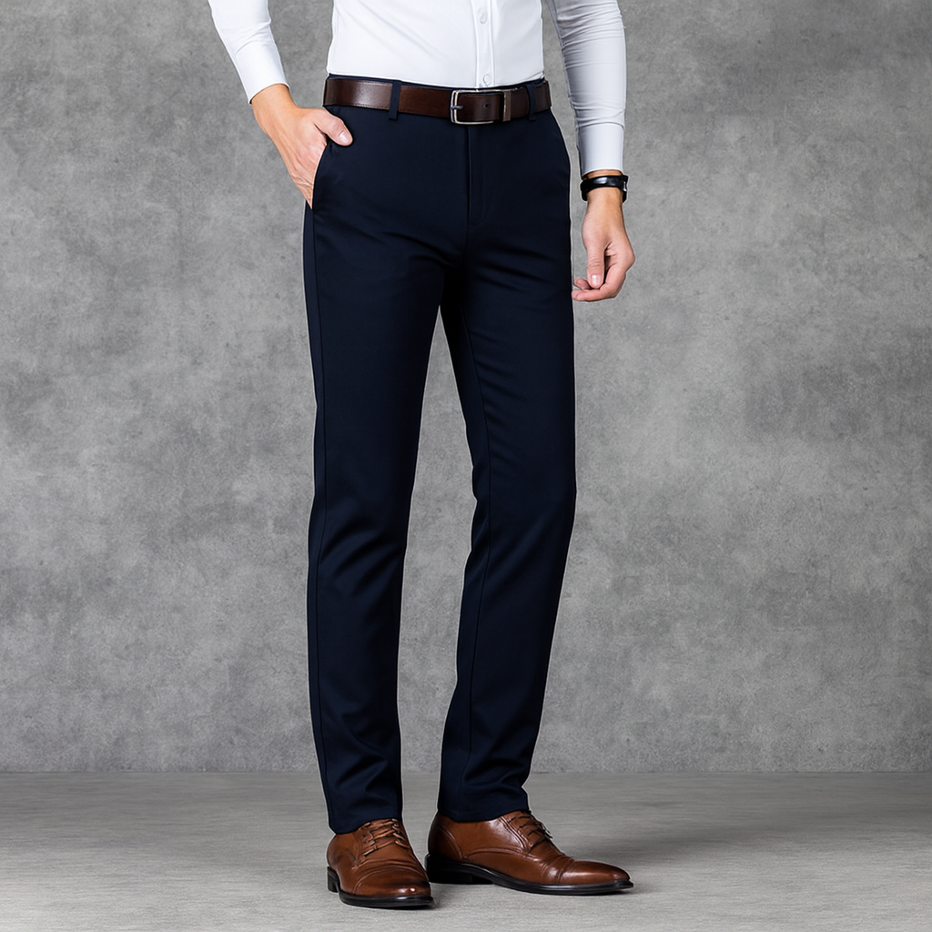 Elegant Straight-Fit Pantalon – Grijs, zwart & Meergroen