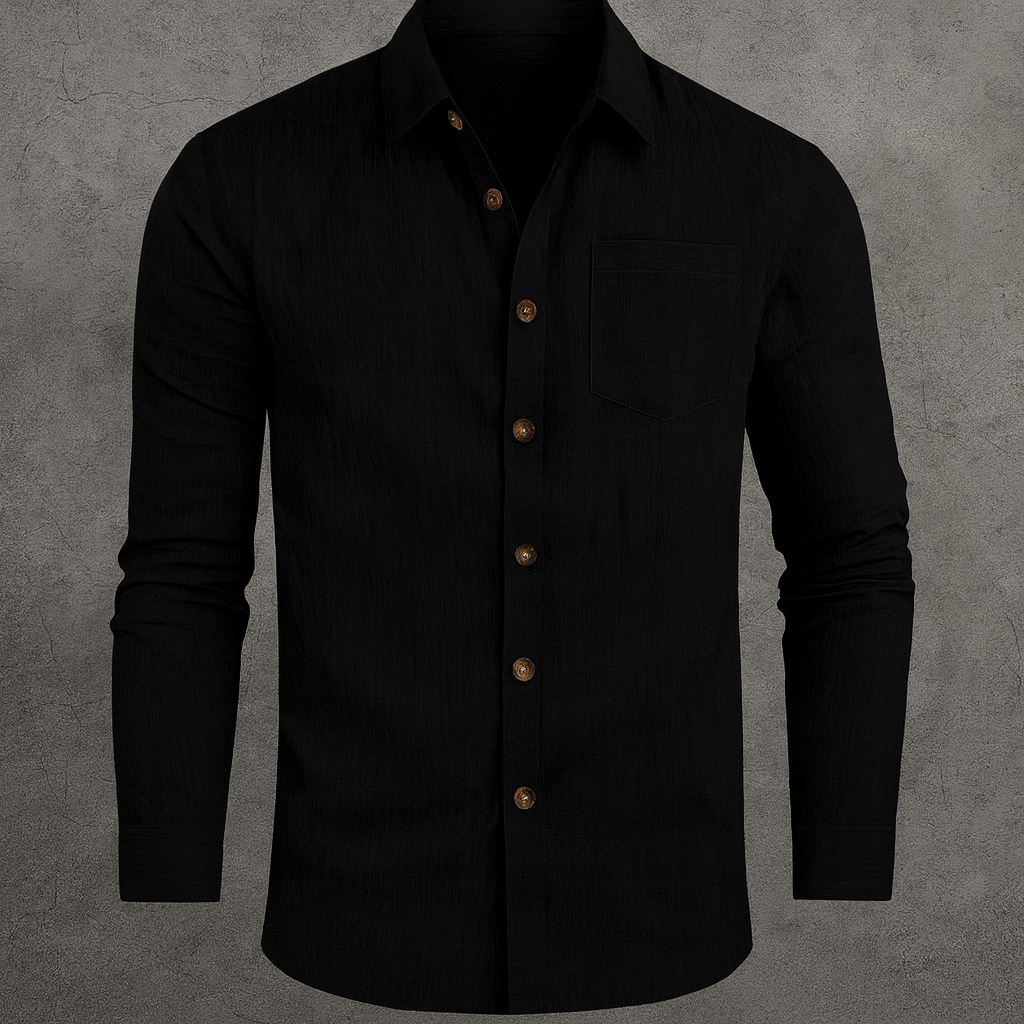 Heren Linnen Overhemd – Lange Mouw, Casual Pasvorm