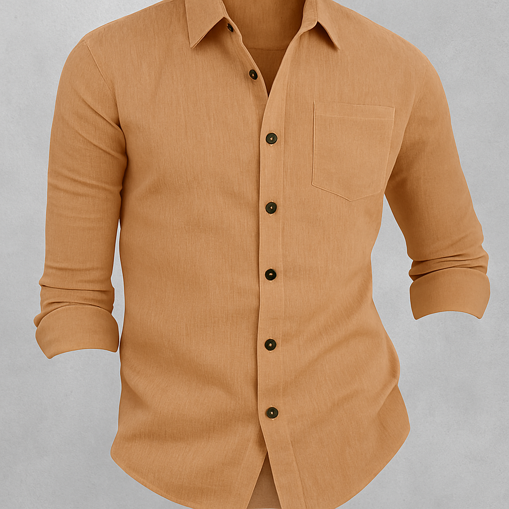 Heren Linnen Overhemd – Lange Mouw, Casual Pasvorm